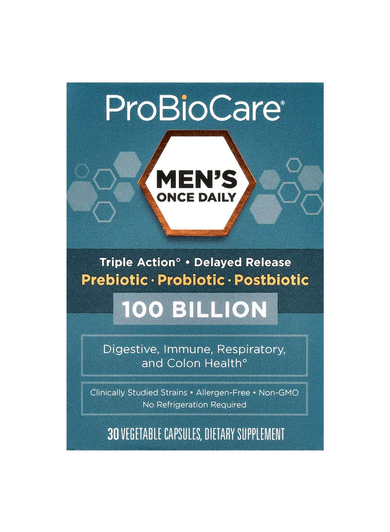 Men's Once Daily, Prebiotic, Probiotic, Postbiotic, 100 Billion, 30 Vegetable Capsules